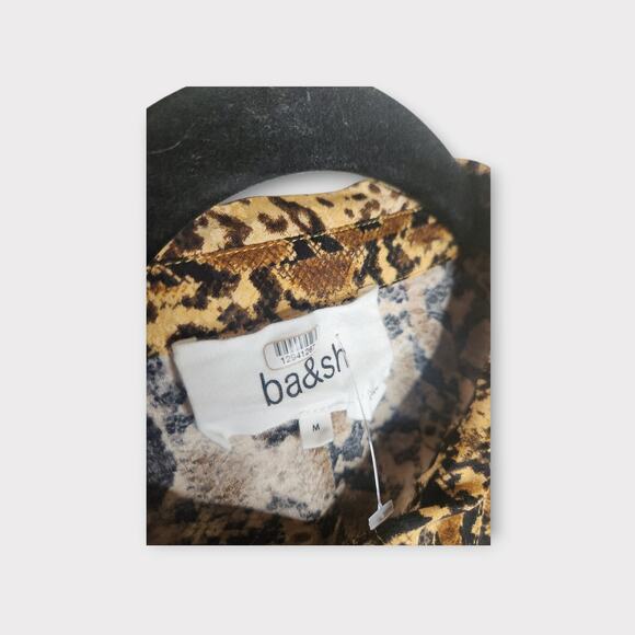 ba&sh Susie Lady Rust Snakeskin Print Button Blouse Long Sleeve Women’s Medium - Picture 4 of 8